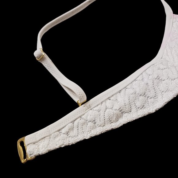 Victoria's Secret Crochet Padded Push Up White Bikini Top Size 34C - Picture 10 of 13